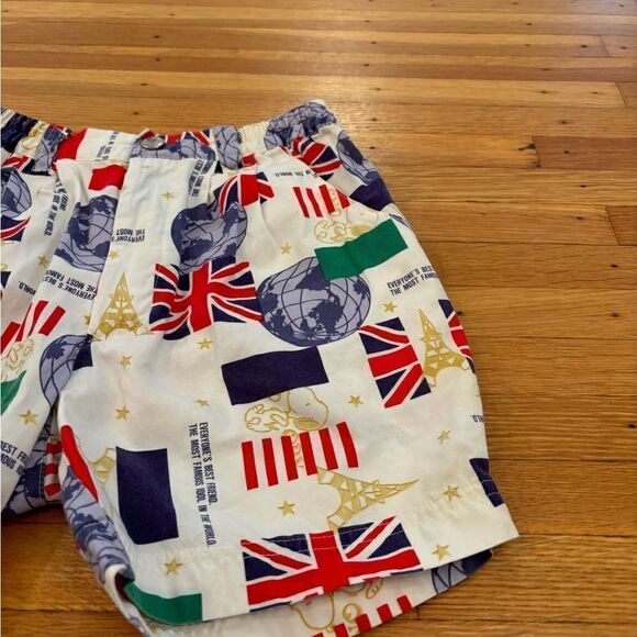 Snoopy Peanuts Vintage 80s World Flag Globe Shorts - Picture 3 of 5